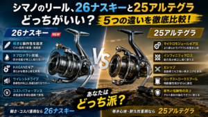 シマノのリール、26ナスキーと25アルテグラどっちがいい？5つの違いを徹底比較！