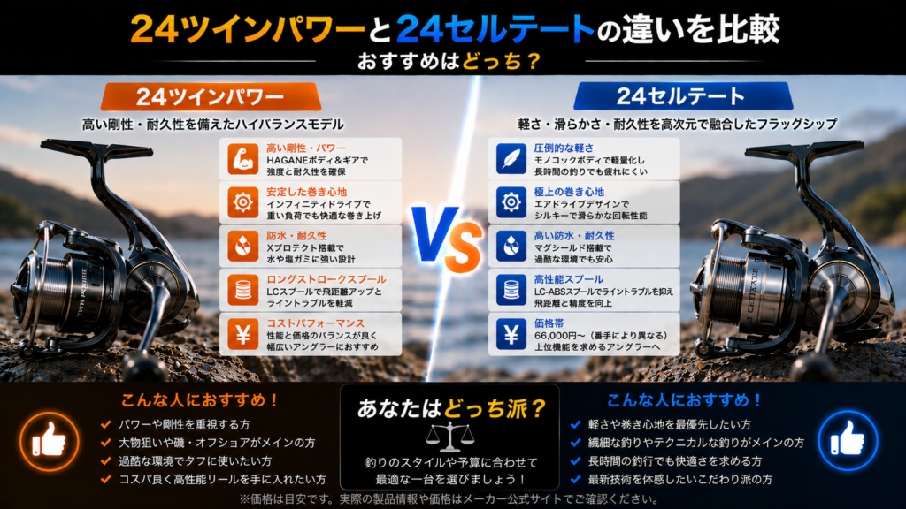 24ツインパワーと24セルテートの違いを比較おすすめはどっち？