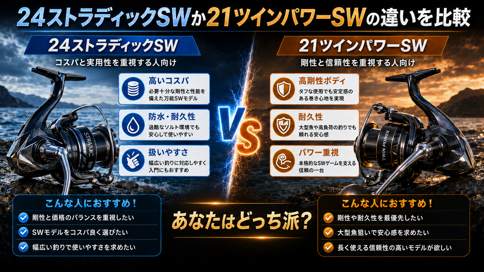 24ストラディックswか21ツインパワーswの違いを比較