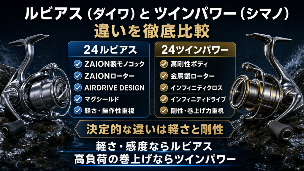 ルビアス（ダイワ）とツインパワー（シマノ）の違い比較