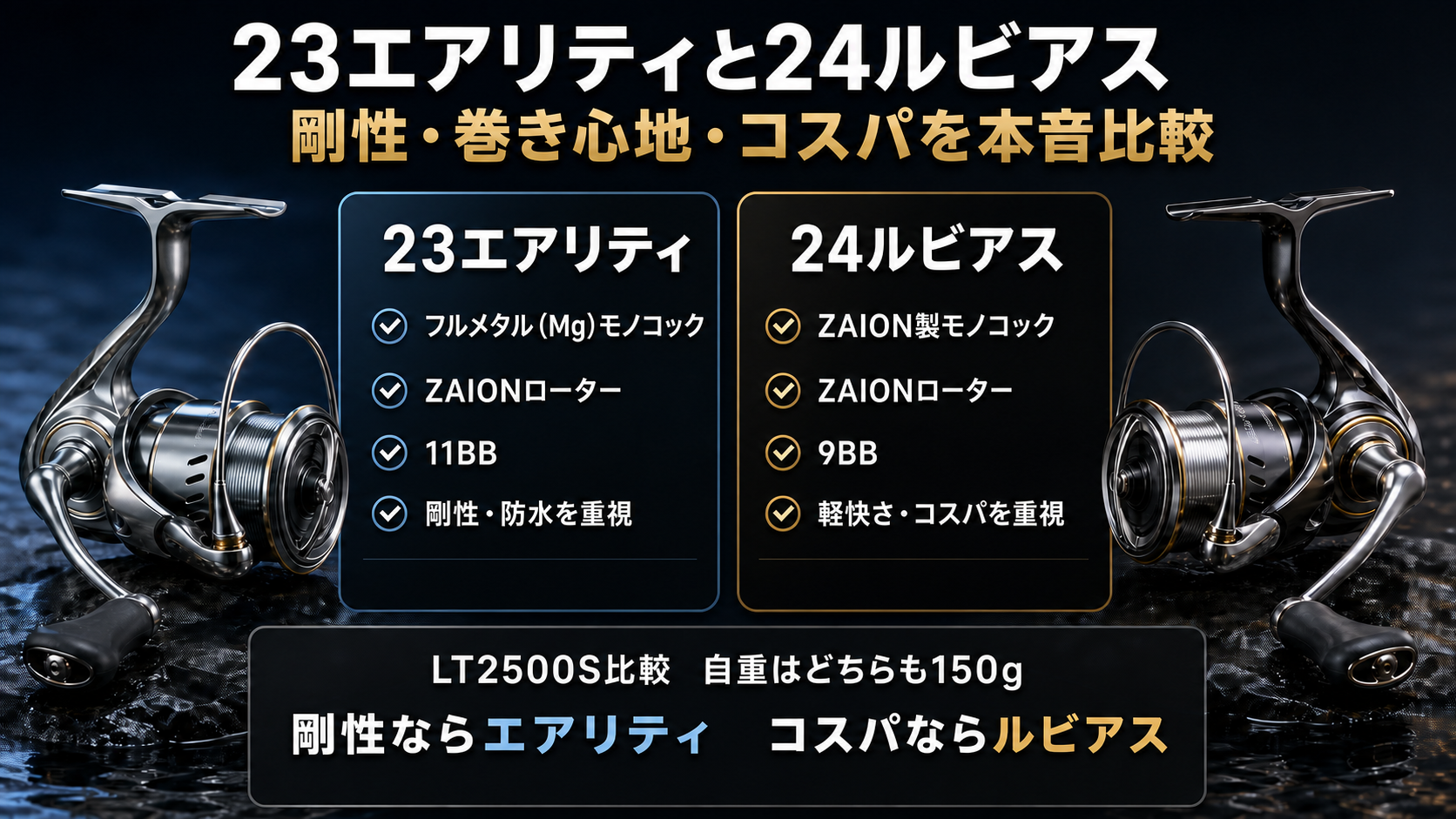 23エアリティと24ルビアス、結局どっち？剛性・巻き心地・コスパの違いを本音比較