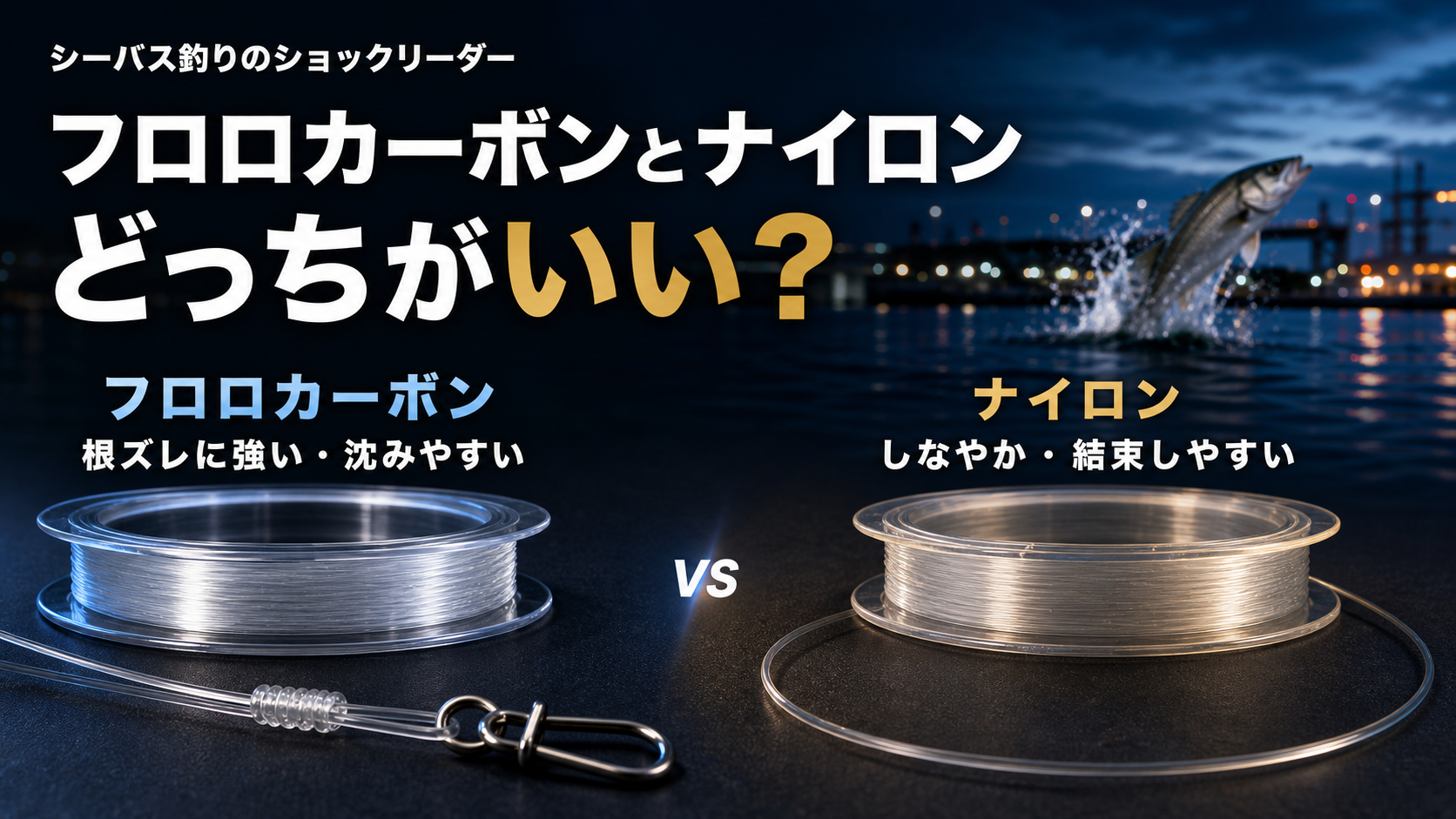 シーバス釣りでのショックリーダーはフロロカーボンとナイロンどっちがいい？