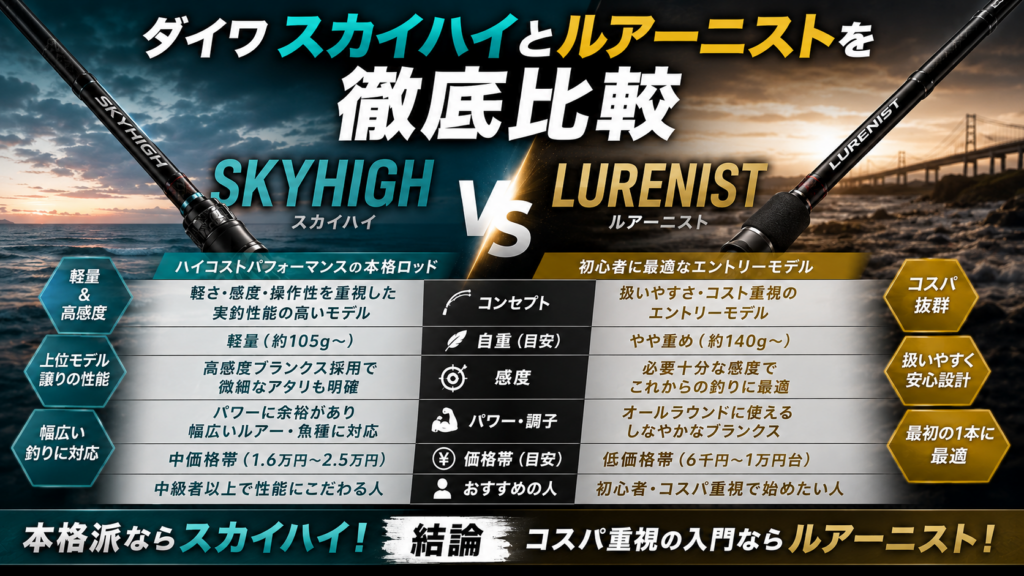 ダイワ スカイハイとルアーニストを徹底比較