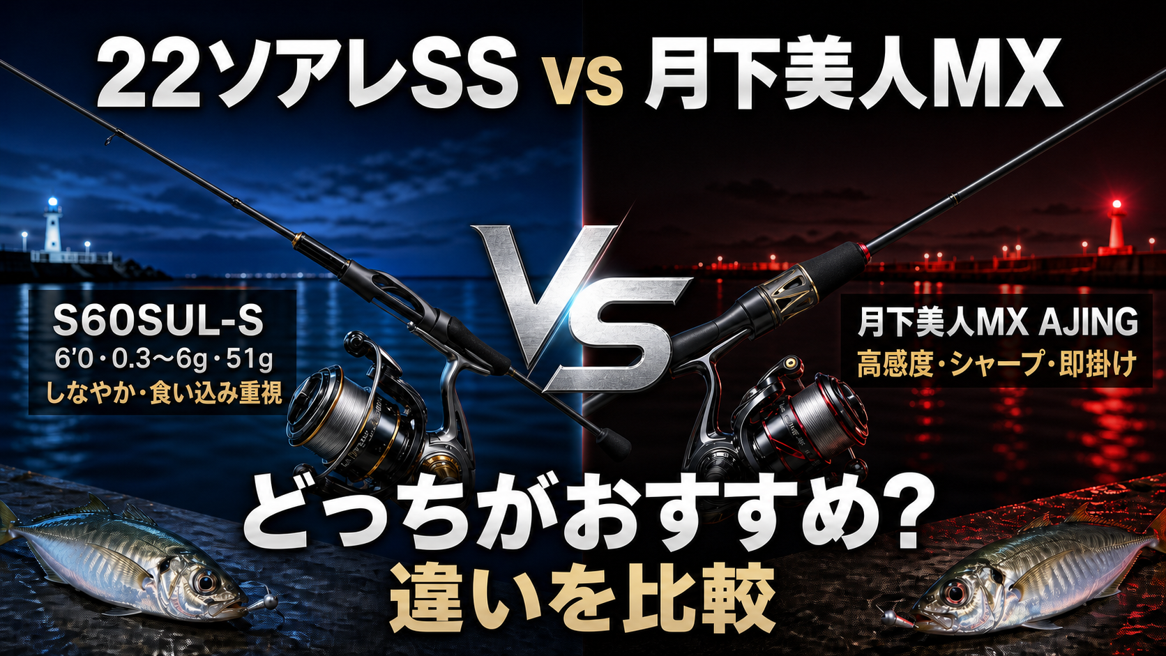 22ソアレSS S60SULSと月下美人MX AJINGどっちがおすすめ？5項目で違いを比較
