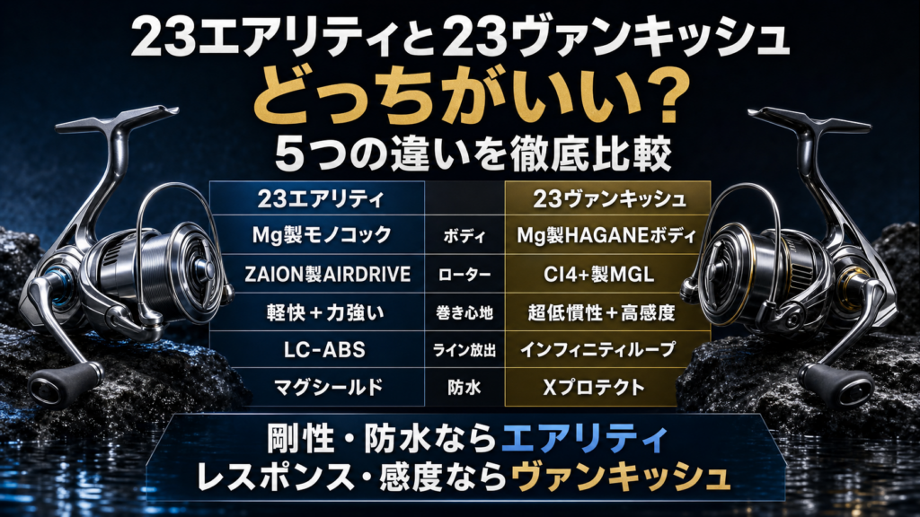23エアリティと23ヴァンキッシュどっちがいい？5つの違いを徹底比較