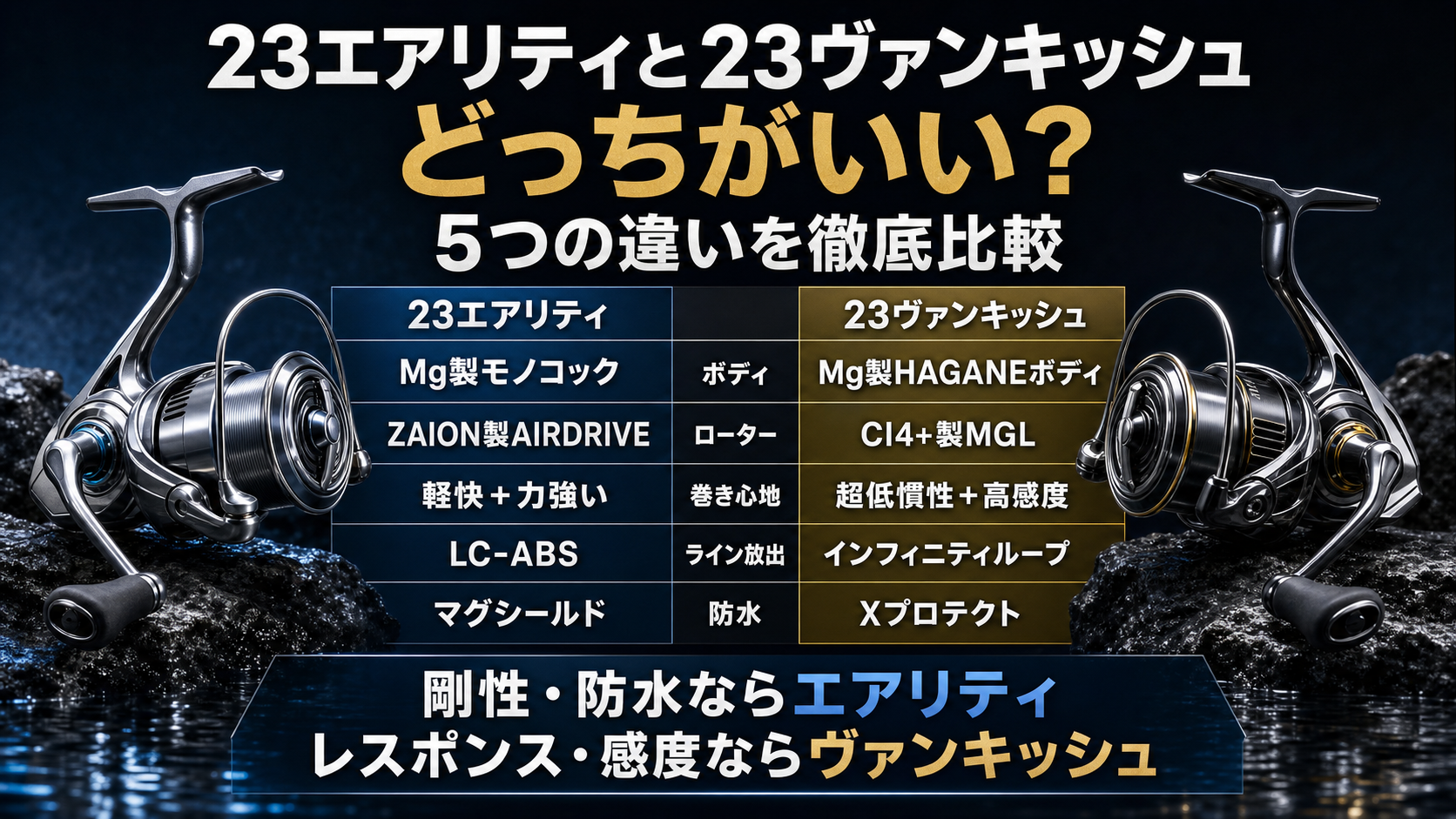 23エアリティと23ヴァンキッシュどっちがいい？5つの違いを徹底比較