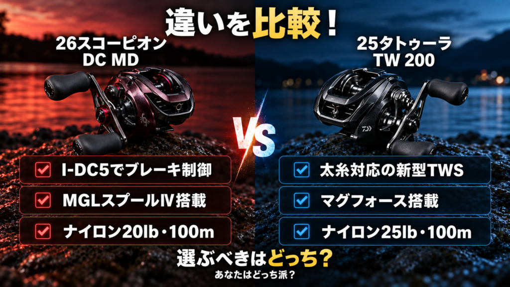 26スコーピオンDC MDと25タトゥーラSV TW 200の違いを比較！選ぶべきはどっち？