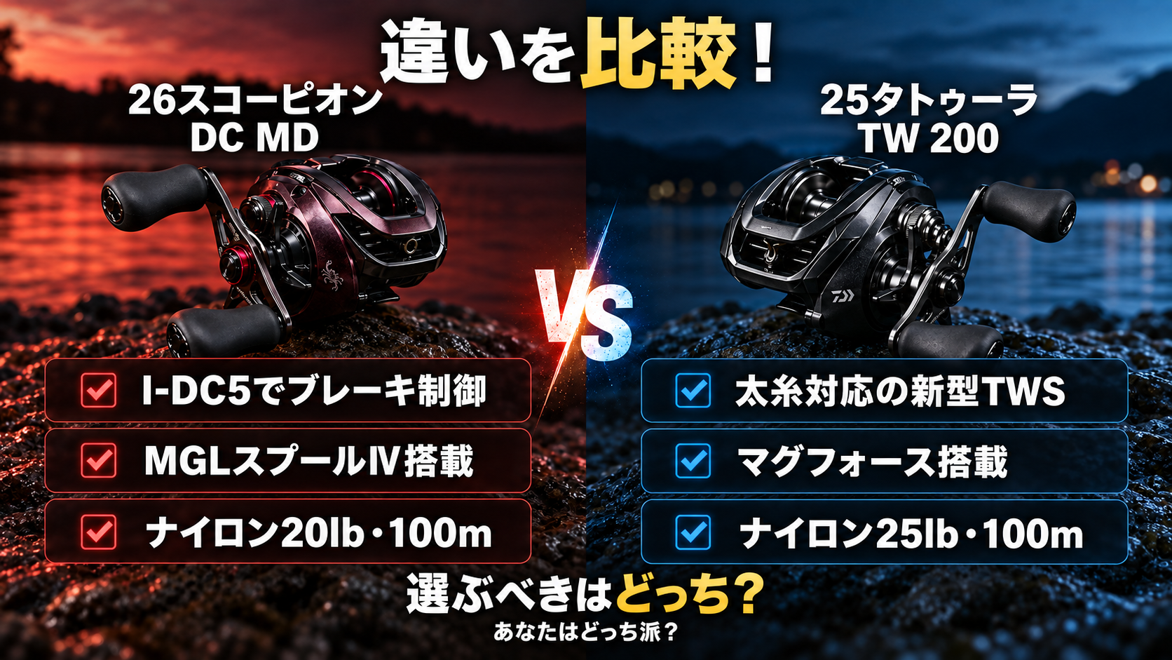 26スコーピオンDC MDと25タトゥーラSV TW 200の違いを比較！選ぶべきはどっち？