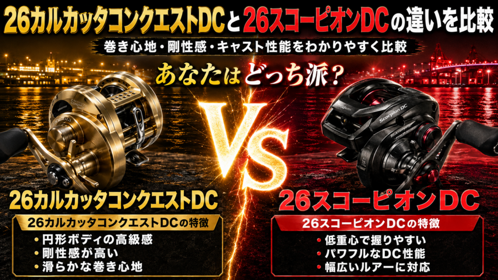 26カルカッタコンクエストDCと26スコーピオンDCの違いを比較