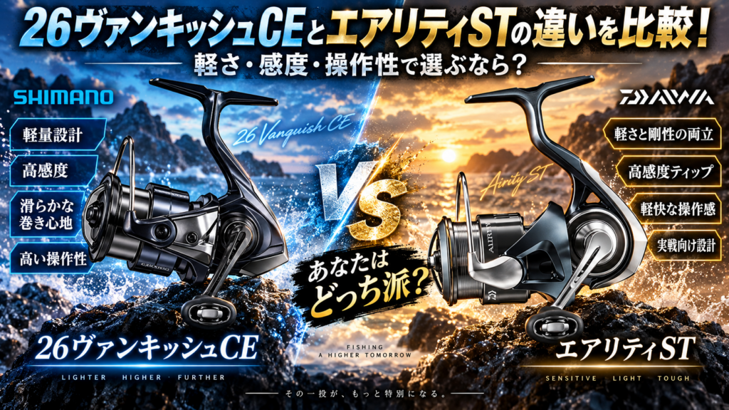 26ヴァンキッシュCEとエアリティSTの違いを比較！どっちのリールが買い？