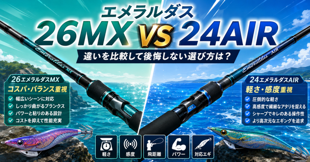 26エメラルダスMXと25セフィアXRの性能差を徹底比較！釣りスタイル別の選び方