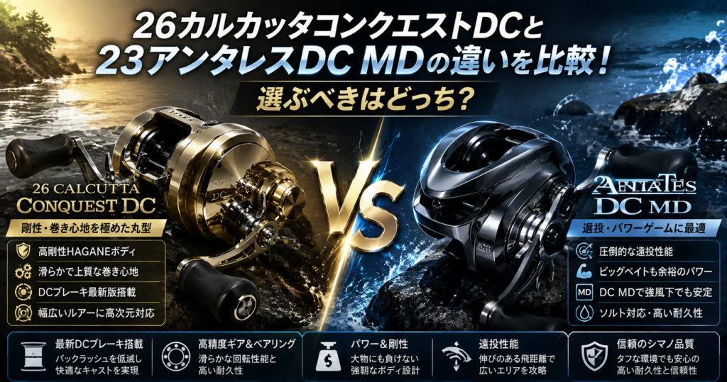 26カルカッタコンクエストDCと23アンタレスDC MDの違いを比較！選ぶべきはどっち？