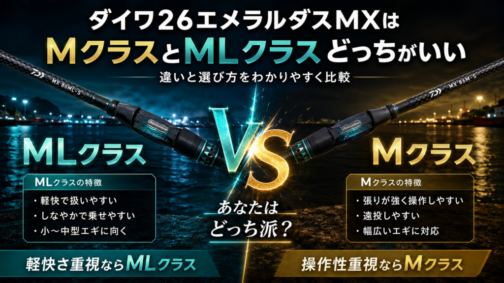 ダイワ26エメラルダスMXはMクラスとMLクラスどっちがいい