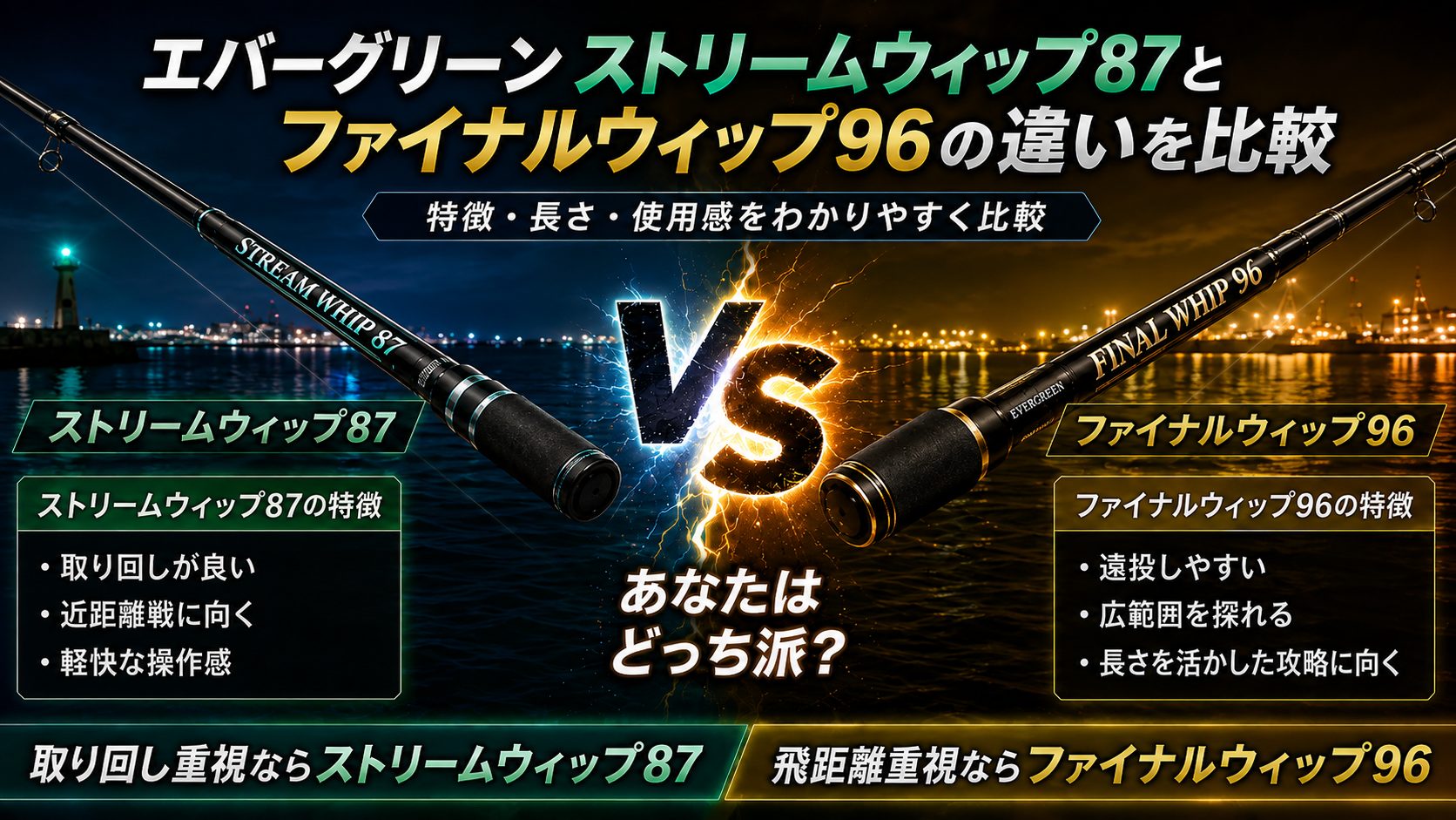 ストリームウィップ87とファイナルウィップ96の違いを比較
