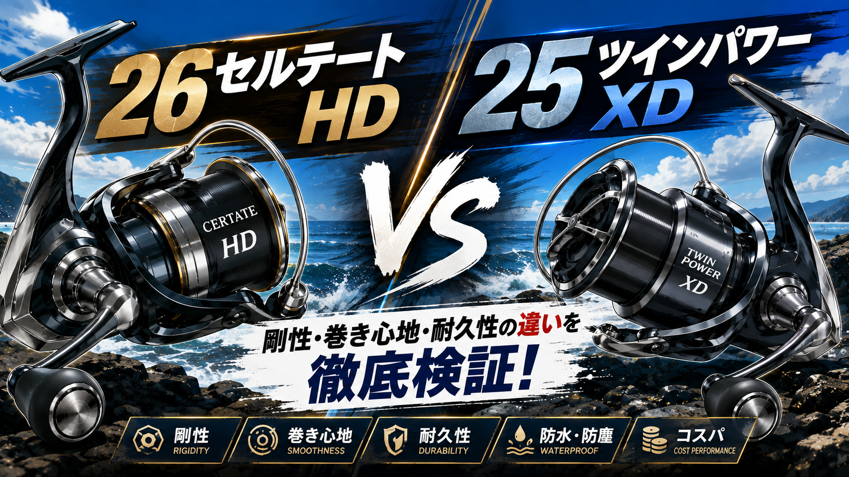 26セルテートHDと25ツインパワーXDを比較！剛性・巻き心地・耐久性の違いを徹底検証