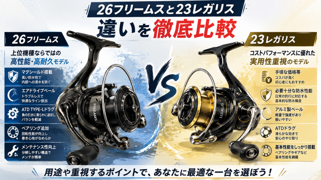 26フリームスと23レガリスの違いを比較！価格差7000円に見合う5つのメリット