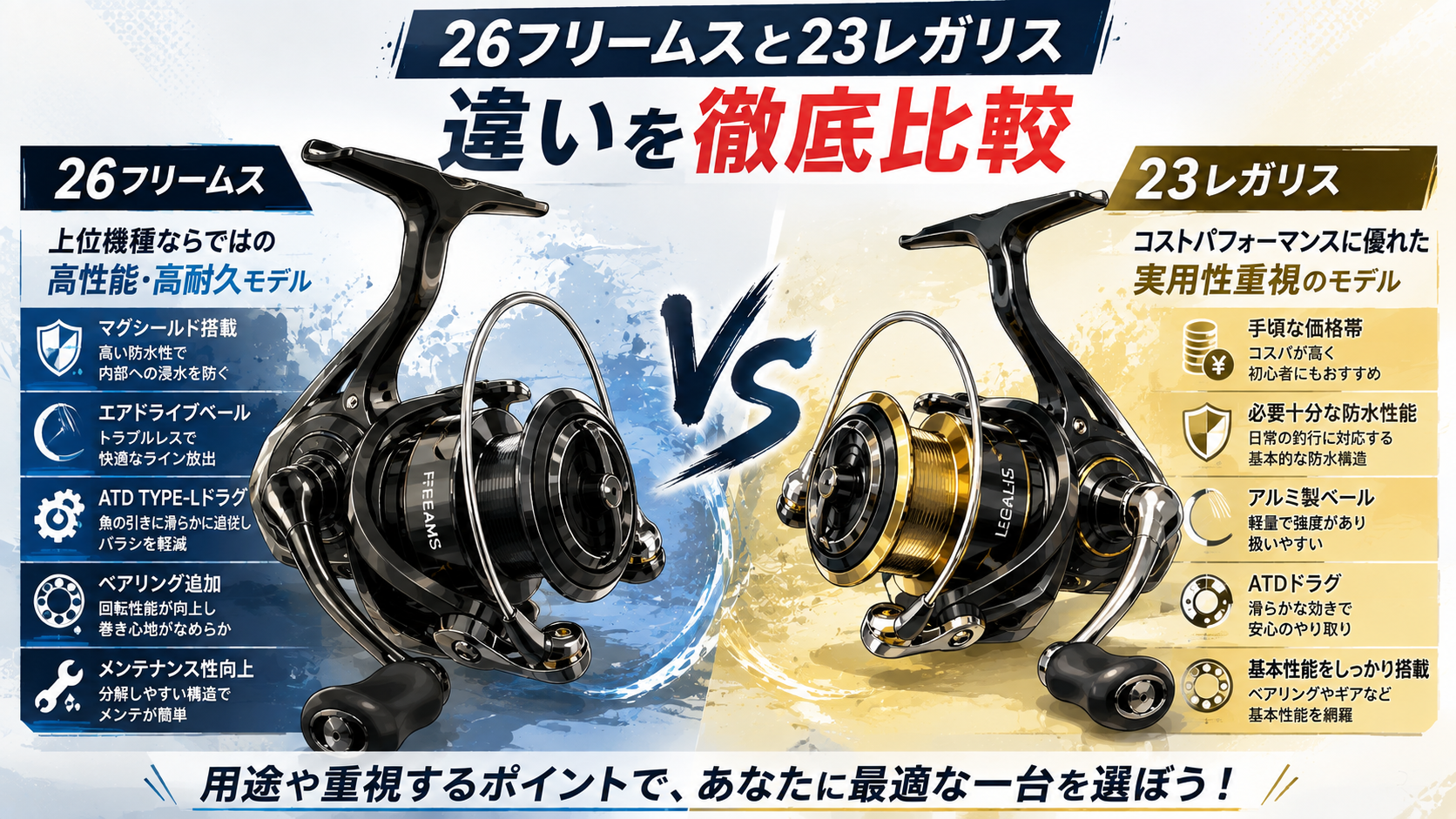 26フリームスと23レガリスの違いを比較！価格差7000円に見合う5つのメリット