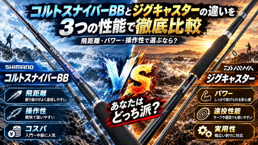 コルトスナイパーBBとジグキャスターの違いを3つの性能で徹底比較